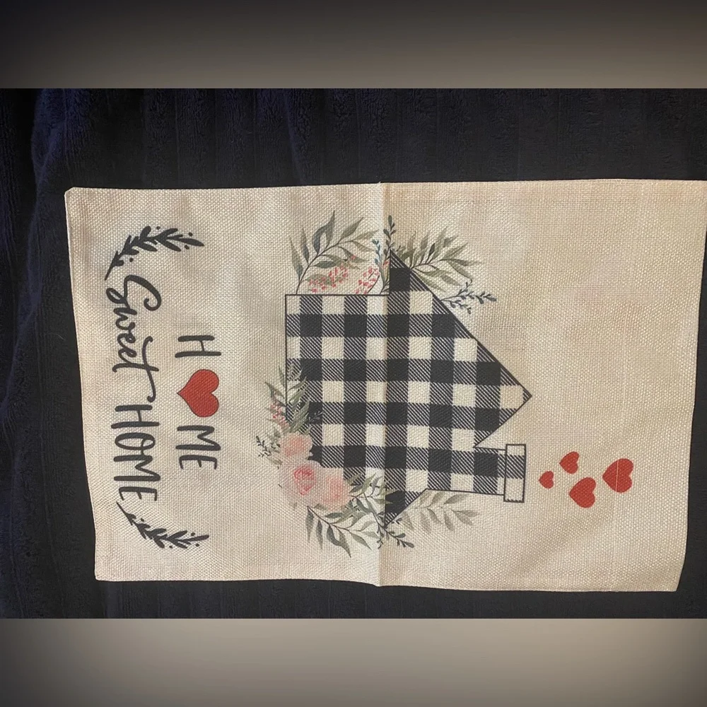 Home Sweet Home Buffalo Plaid Garden Flag 12 x 8